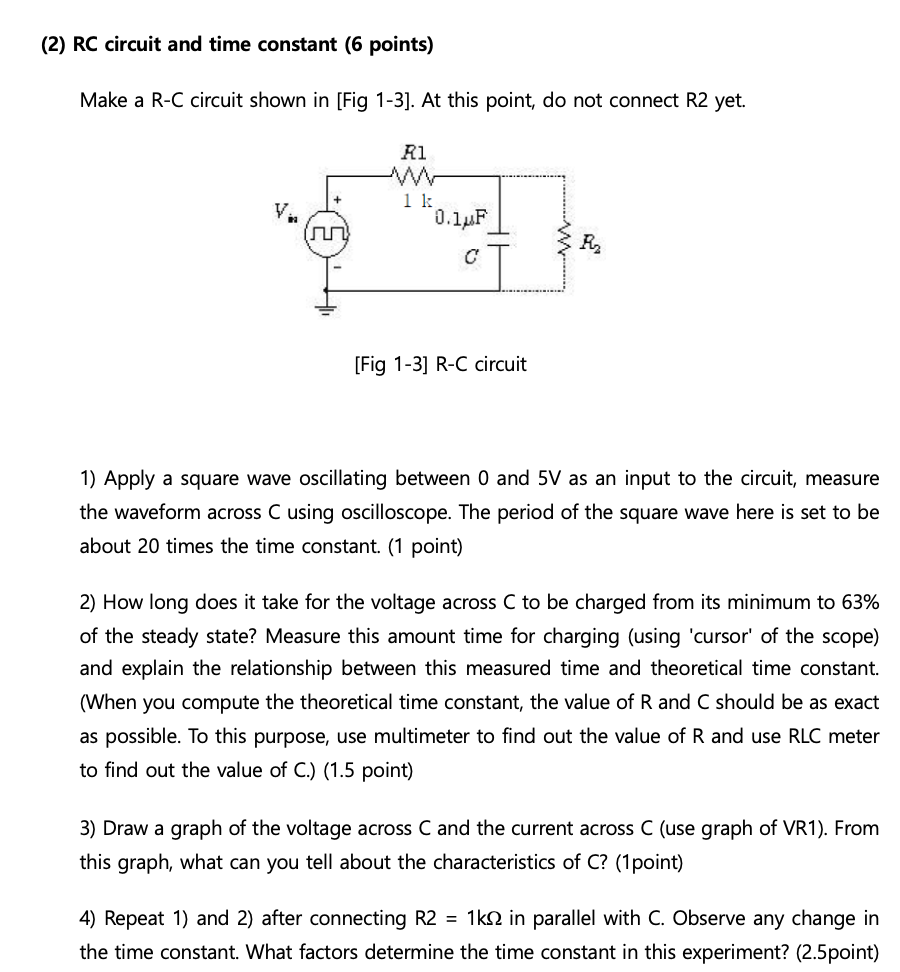 Solved 2 Rc Circuit And Time Constant 6 Points Make A Chegg Com