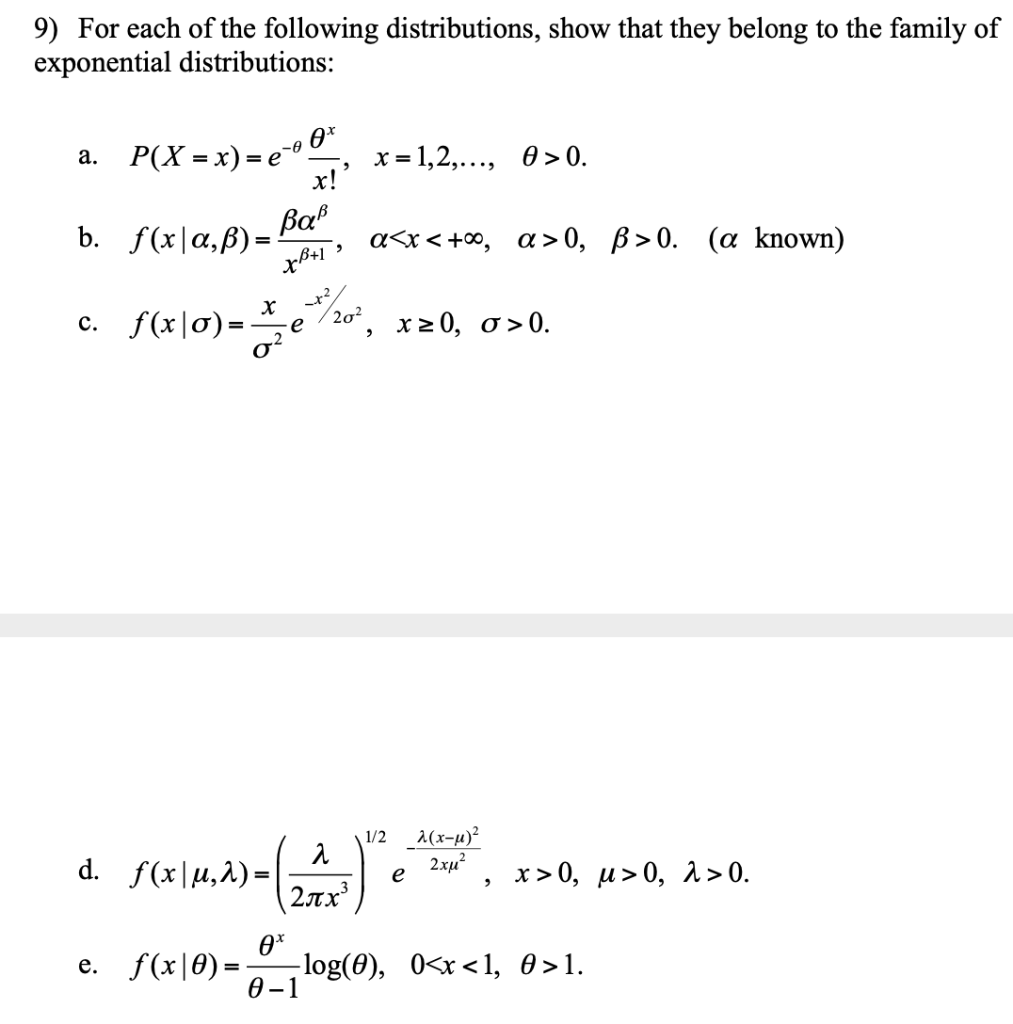 Solved 9 For Each Of The Following Distributions Show T Chegg Com