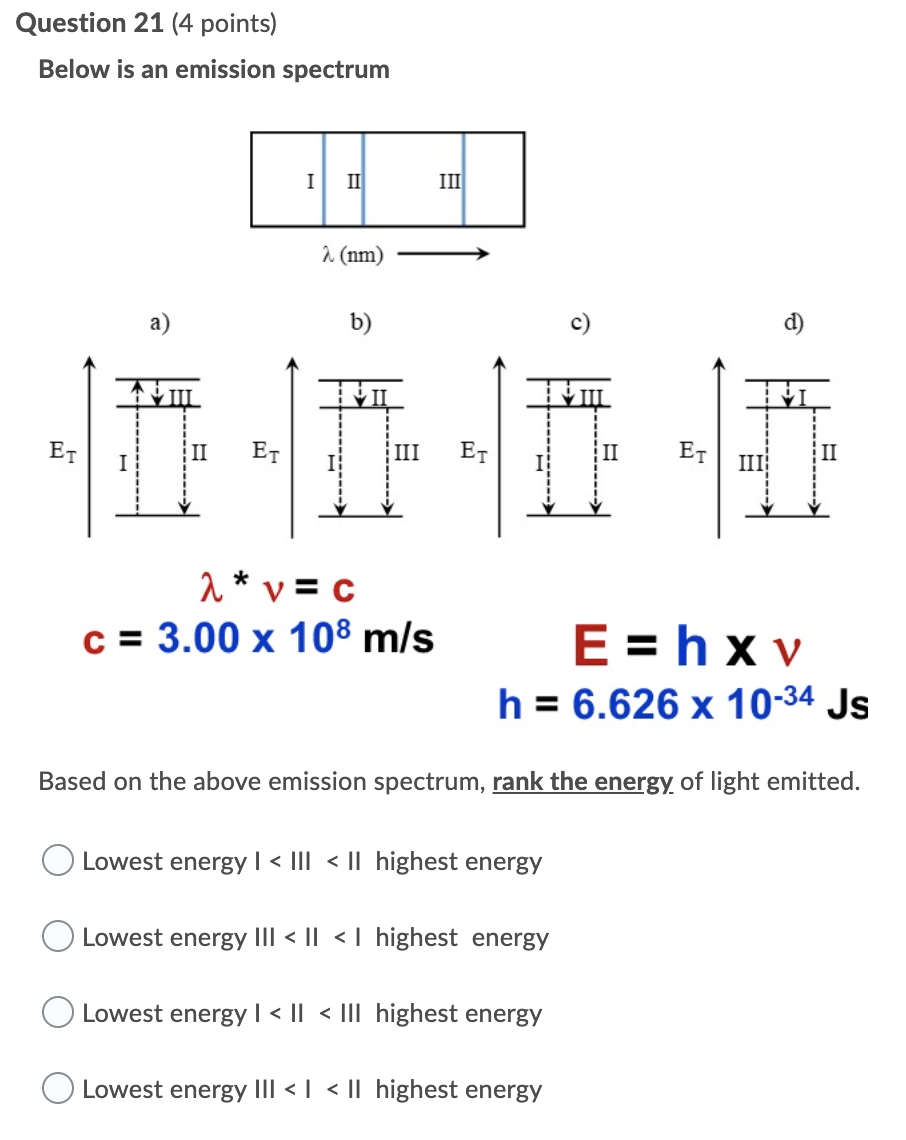 Solved Below Is An Emission Spectrum. Based On The Above | Chegg.com