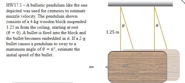 Solved HW17.1 - A ballistic pendulum like the one depicted | Chegg.com