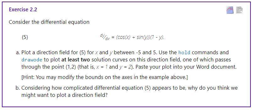 Solved Exercise 2.2 Consider the differential equation (5) | Chegg.com