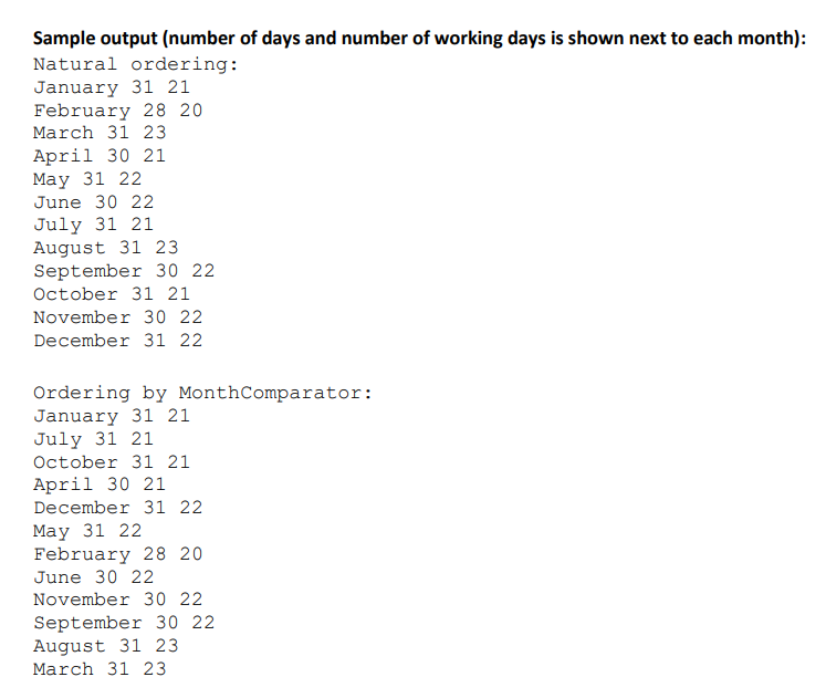Solved Task 1. Create a Month class which includes: a. | Chegg.com