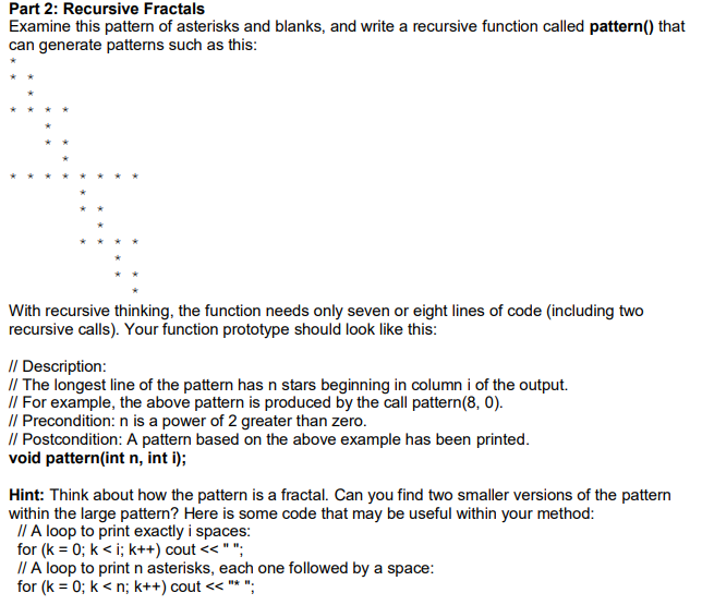 Solved Part 2: Recursive Fractals Examine this pattern of | Chegg.com