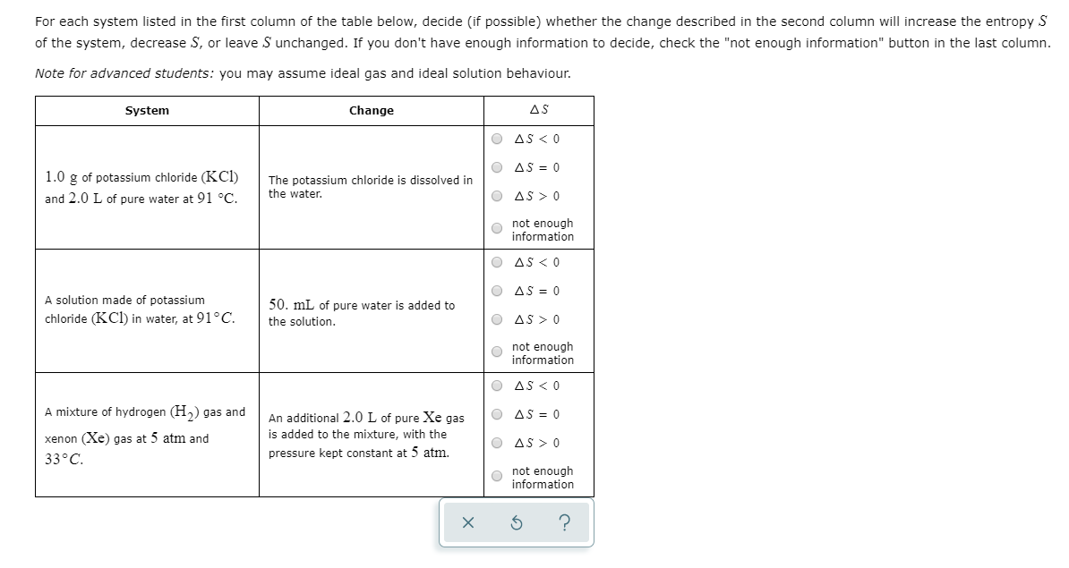 Solved For Each System Listed In The First Column Of The | Chegg.com