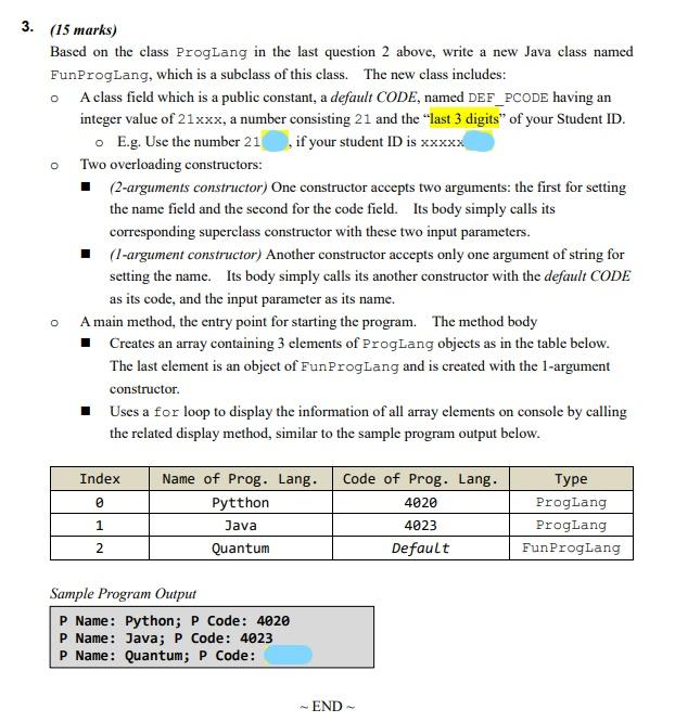 Solved Public class ProgLang { // represent Programming | Chegg.com