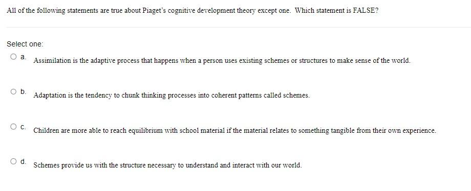 Piaget's concept of adaptation refers to the clearance tendency