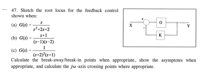 Solved 47. Sketch The Root Locus For The Feedback Control | Chegg.com