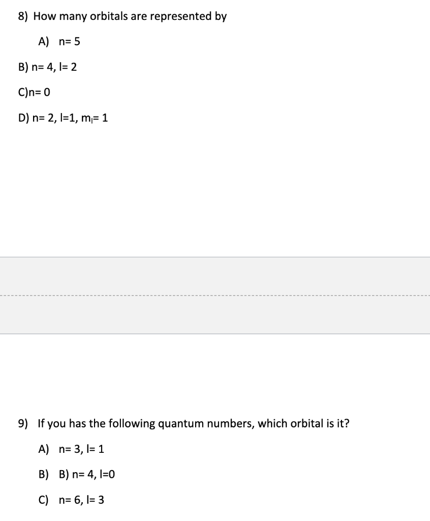 how many orbitals in n 2 l 1