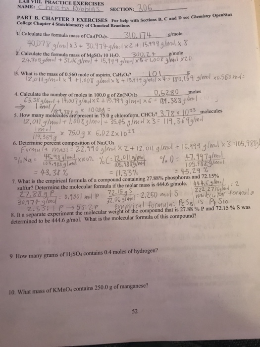 Solved AB VIll. PRACTICE EXERCISES NAME: Chois SECTION: | Chegg.com