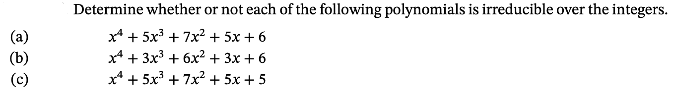 Solved Determine whether or not each of the following | Chegg.com