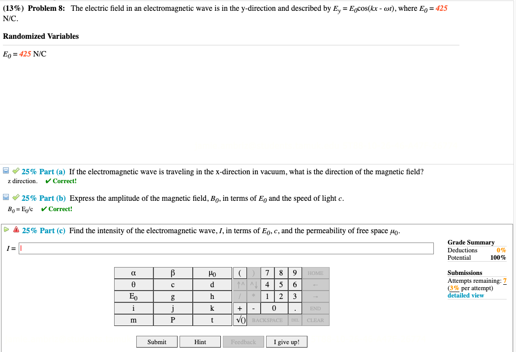 Solved 13 Problem 8 The Electric Field In An Electrom Chegg Com