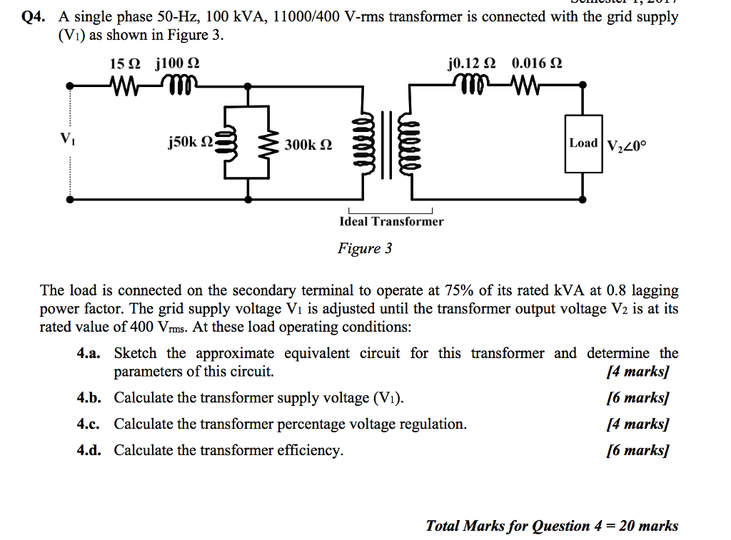 Solved Q4. A single phase 50-Hz, 100 kVA, 11000/400 V-rms | Chegg.com