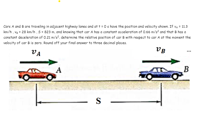 Solved Cars A and B are traveling in adjacent highway lanes | Chegg.com