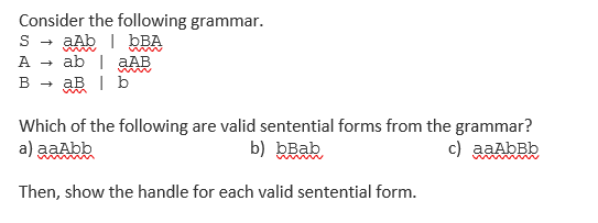 Solved Consider the following grammar. S→aAbA→abB→aB bBA | Chegg.com