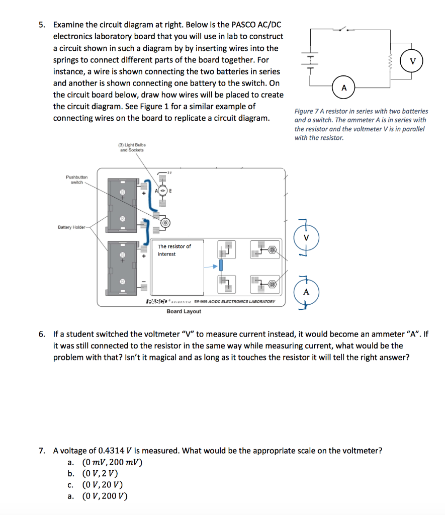 Solved V 5. Examine the circuit diagram at right. Below is | Chegg.com