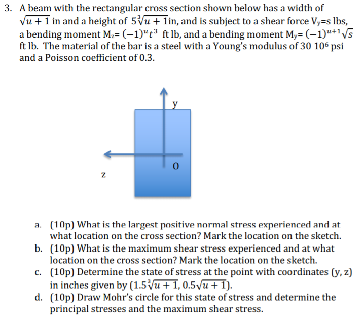 Solved 3. A beam with the rectangular cross section shown | Chegg.com