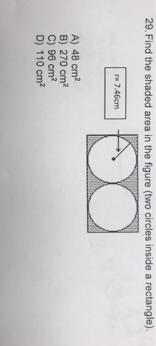 Solved 29. Find the shaded area in the figure (two circles | Chegg.com