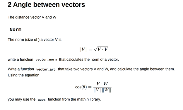 Solved 2 Angle between vectors The distance vector V and W | Chegg.com