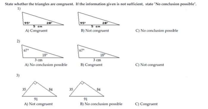 Solved State whether the triangles are congruent. If the | Chegg.com