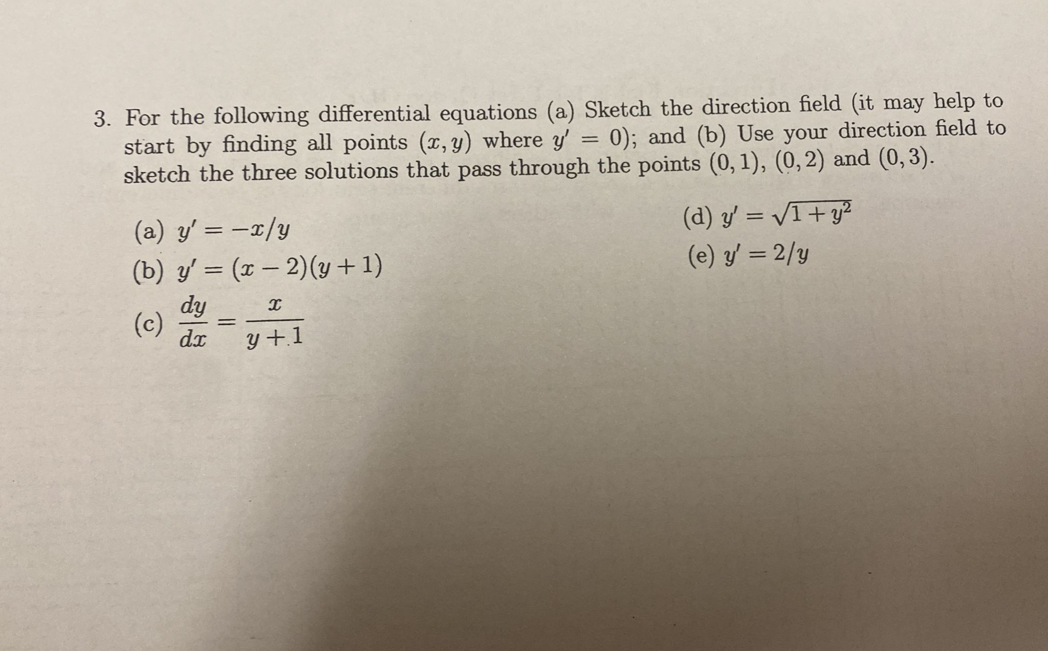 Solved 3. For the following differential equations (a) | Chegg.com