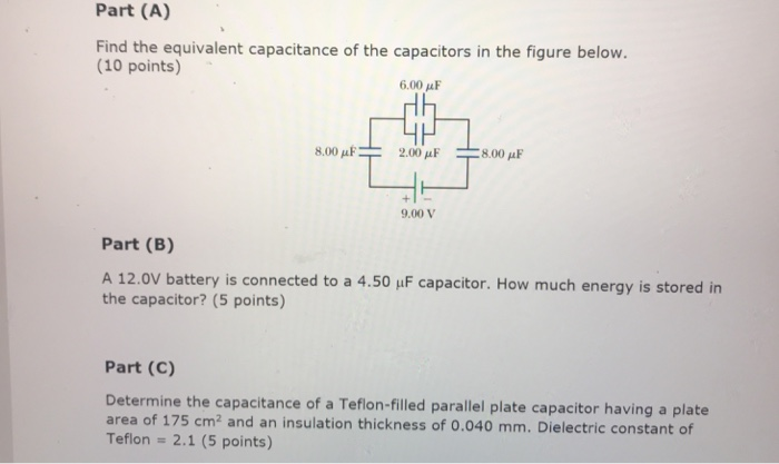 Solved Part (A) Find the equivalent capacitance of the | Chegg.com