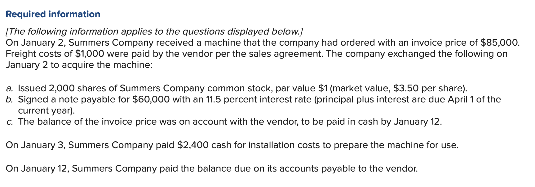 Solved Required information [The following information | Chegg.com