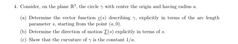 Solved 4. Consider, on the plane R2, the circle y with | Chegg.com