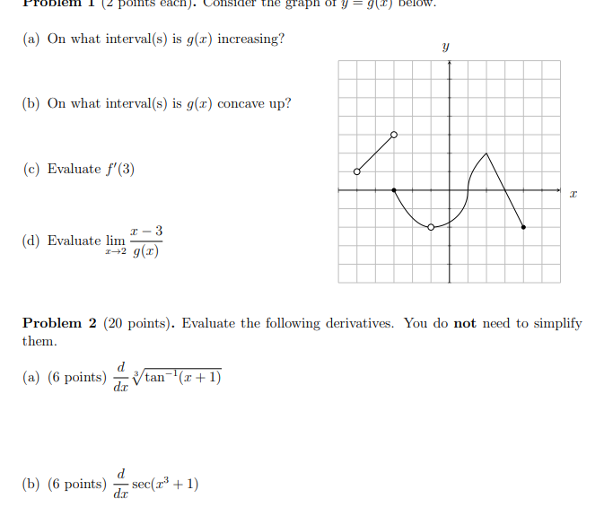 Solved Problem 1 (2 points each). Consider the graph of y = | Chegg.com