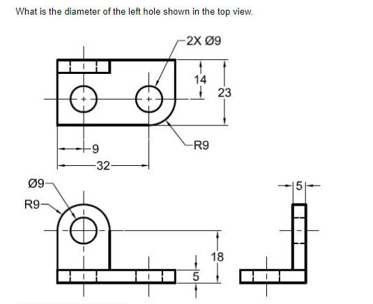 Solved What is the diameter of the left hole shown in the | Chegg.com