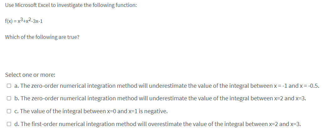 Solved Use Microsoft Excel to investigate the following | Chegg.com