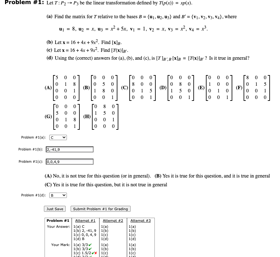 Solved Problem 1 Let T P2 P3 Be The Linear Transform Chegg Com