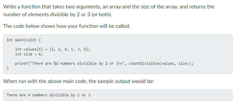 Solved Write a function that takes two arguments, an array | Chegg.com