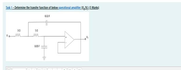 Solved Task 1 - Determine the transfer function of below | Chegg.com