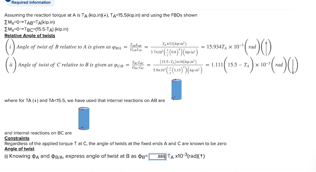 Solved Required Information Х The Solid Cylinders AB And BC | Chegg.com