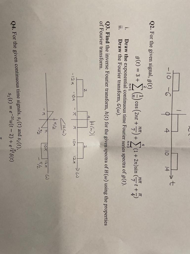 Solved >t -10 -6 4 10 14 4 9(e) = 3 + ŚC)cos (2nt + 10) = 3a | Chegg.com