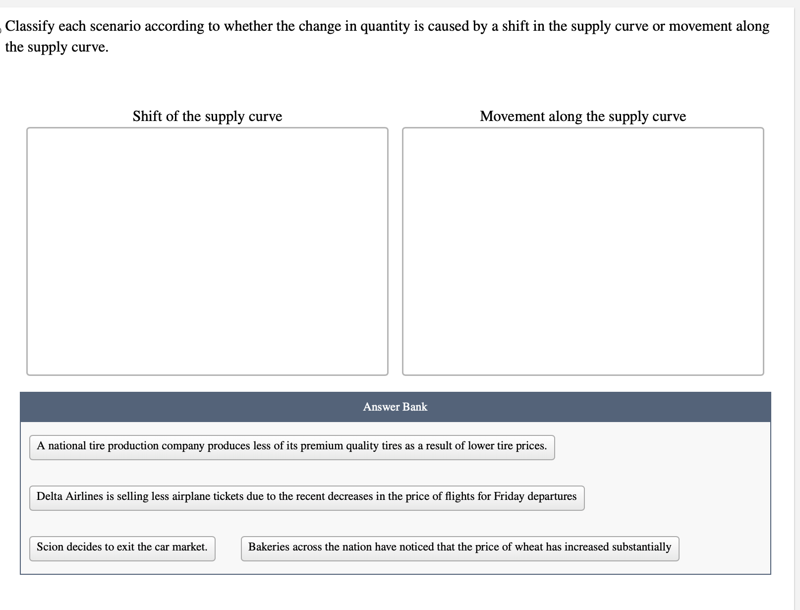 Solved Classify each scenario according to whether the | Chegg.com