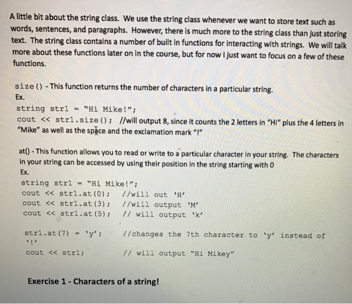 Solved A little bit about the string class. We use the | Chegg.com
