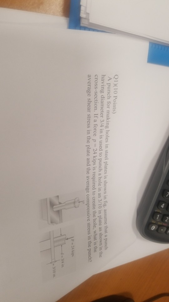 Solved Q1)(10 Points) A punch for making holes in steel