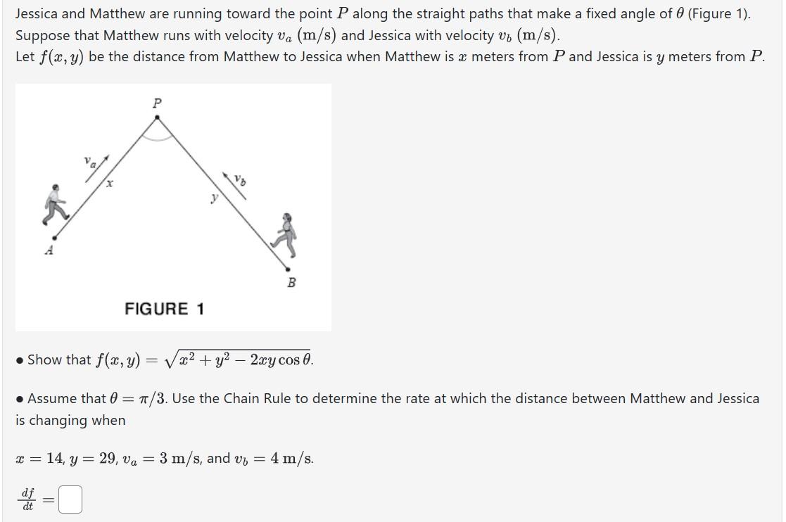 Solved Jessica and Matthew are running toward the point P | Chegg.com