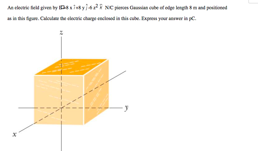 Solved An Electric Field Given By E 8 X 8 Y 6 Z2 N C Chegg Com