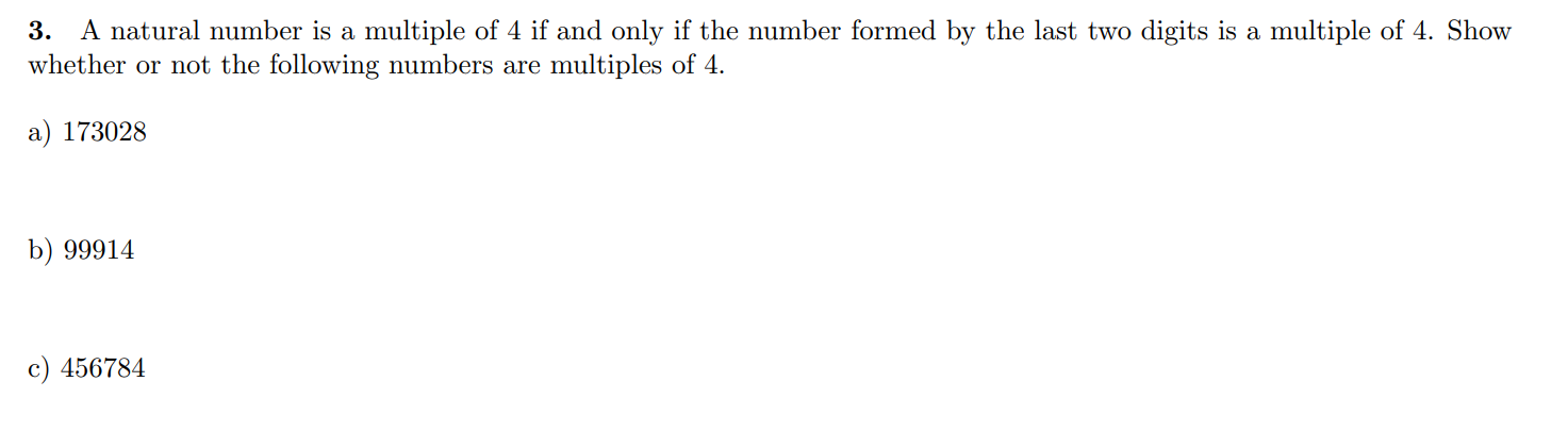 number not multiple of 4