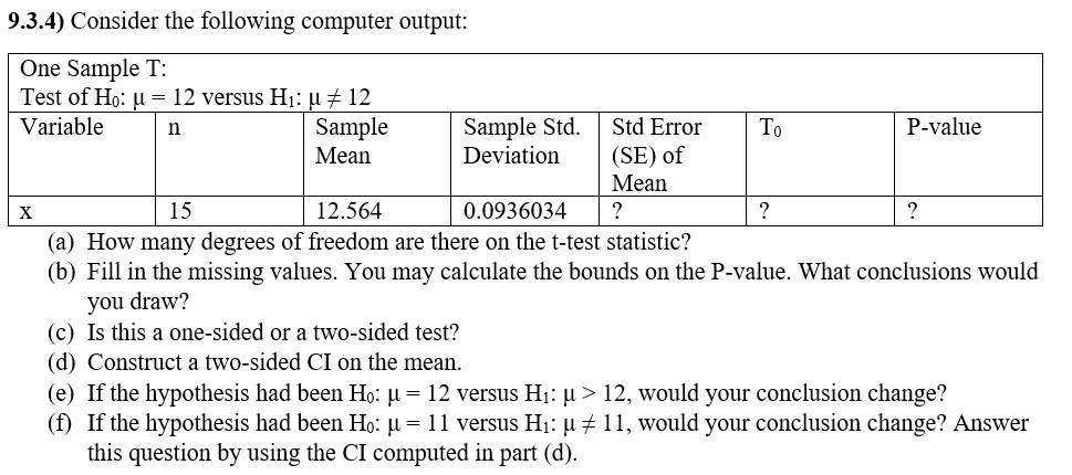 Solved n ? ? 9.3.4) Consider the following computer output: | Chegg.com