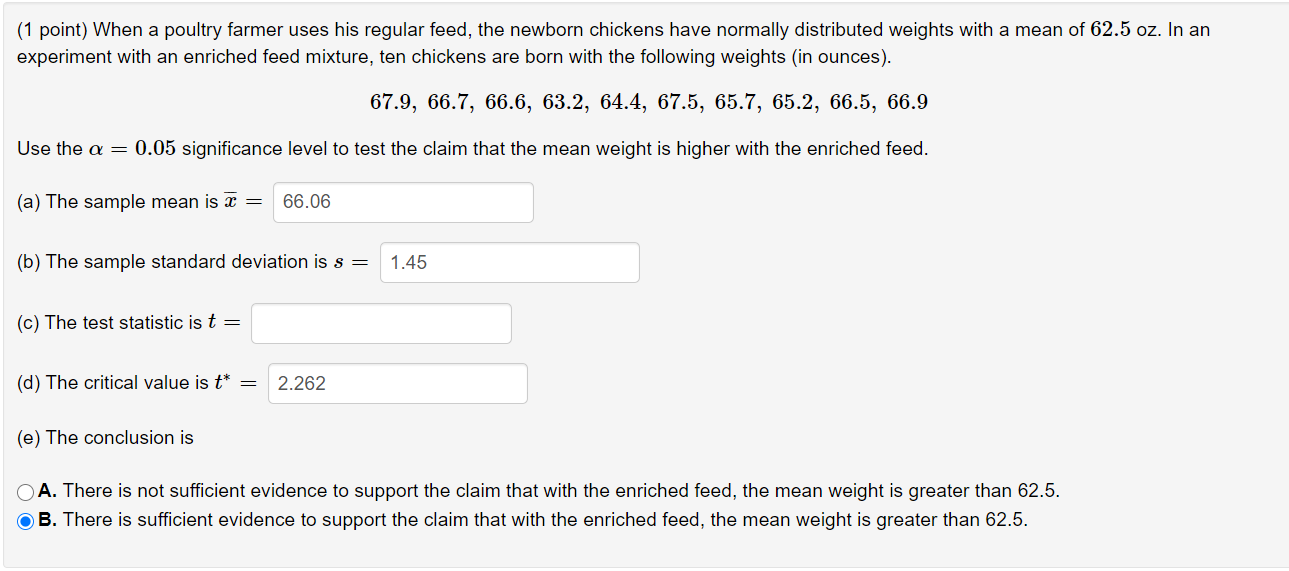 Solved (1 point) Suppose that you are to conduct the | Chegg.com