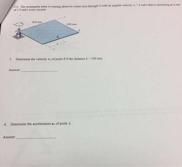 Solved The rectangular plate is rotating about its corner | Chegg.com