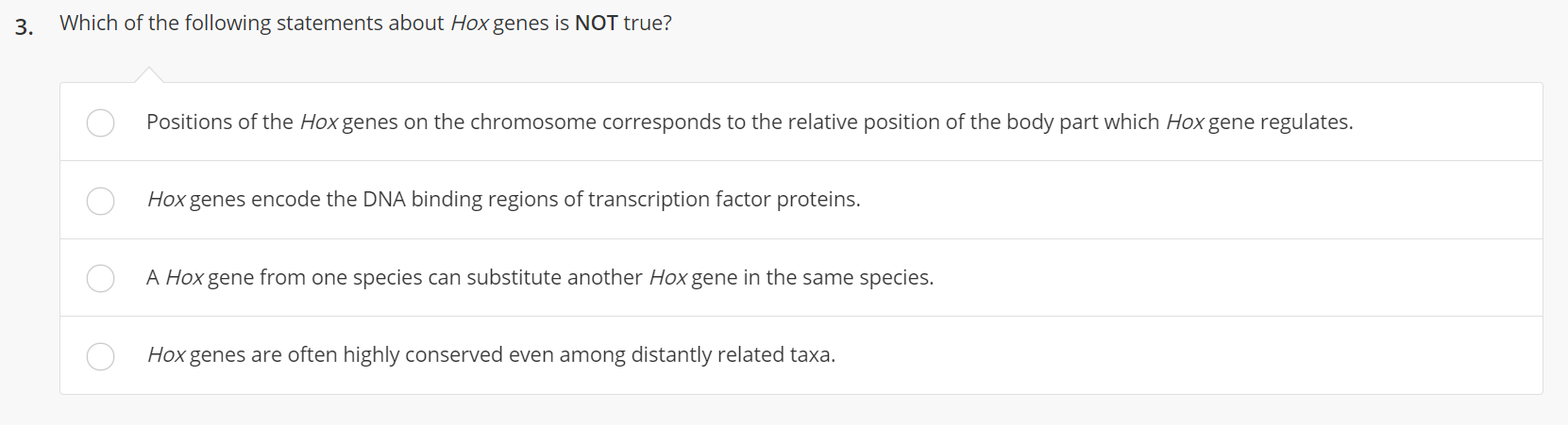 Solved 3. Which of the following statements about Hox genes | Chegg.com