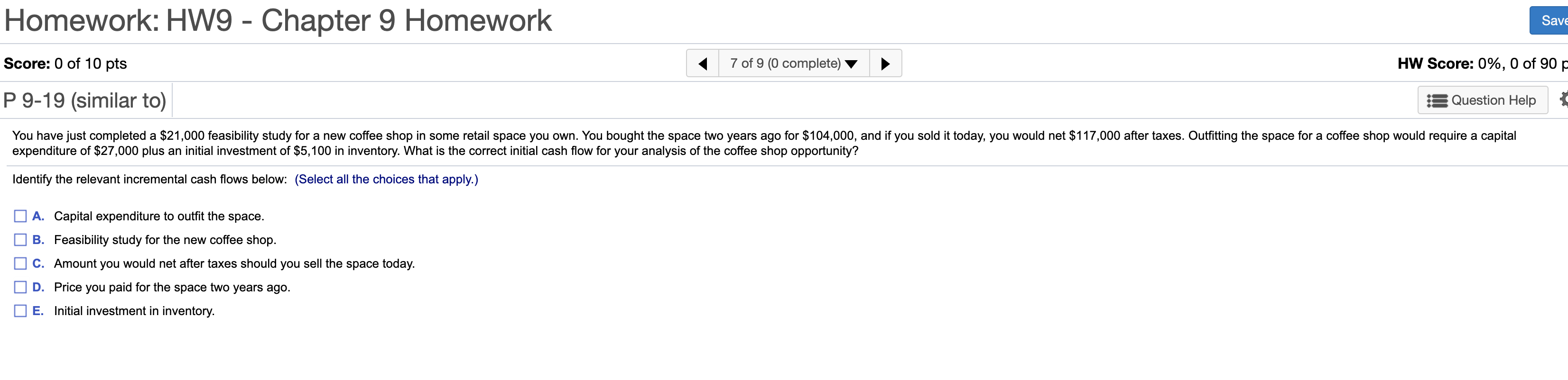 Solved Homework: HW9 - Chapter 9 Homework Save Score: 0 Of | Chegg.com