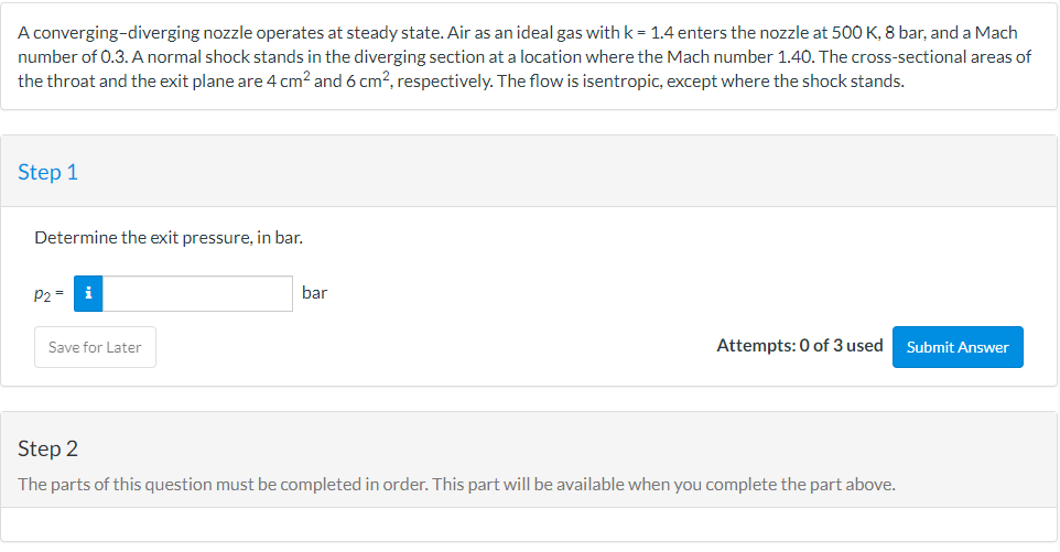 Solved A converging-diverging nozzle operates at steady | Chegg.com