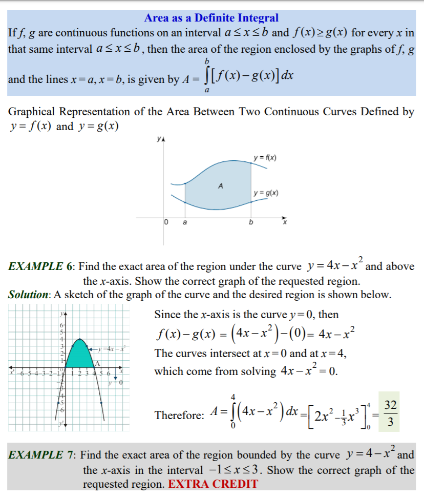 Solved Area As A Definite Integral Iff G Are Continuous Chegg Com