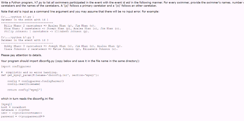 python script example | datasaur Images High Quality... Write a Python program, h7.py to list all swimmers | Chegg.com