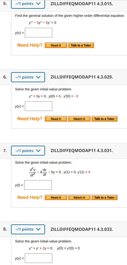 Solved | -11 Points ZILLDIFFEQMODAP11 4.3.015. Find The | Chegg.com